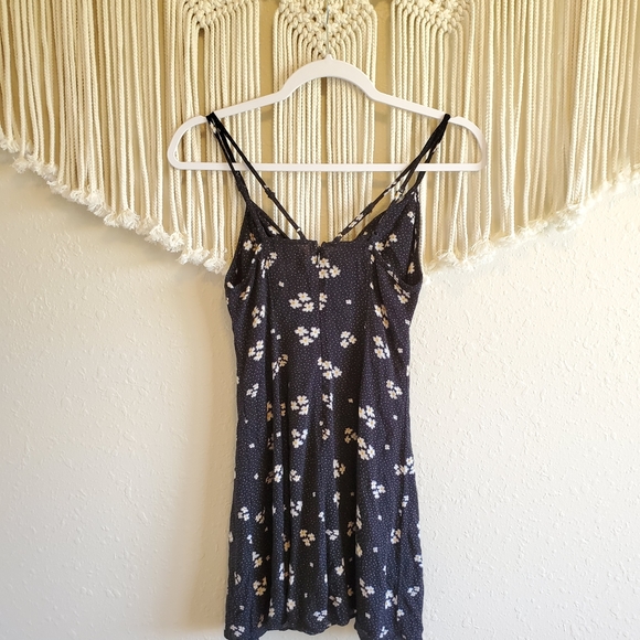 AE Black Floral Polka Dot Mini Twist Front Dress - Picture 6 of 9